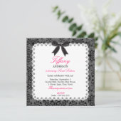 Kant & Damask met Black Bow Sweet 16 Verjaardag Kaart (Staand voorkant)