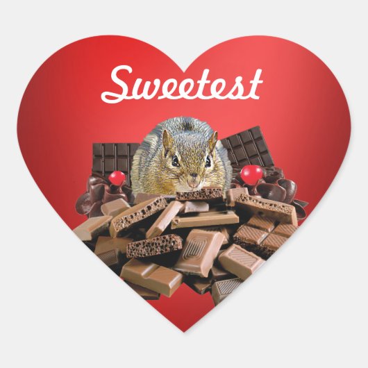 Kant de Sweetest Day Chocolate-chipmunk aan Hart Sticker (Voorkant)