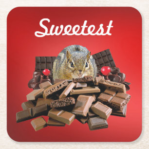Kant de Sweetest Day Chocolate-chipmunk aan Kartonnen Onderzetters