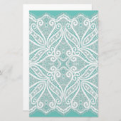 Kant doily blauwgroen en wit ouderwets briefpapier (Voorkant / Achterkant)