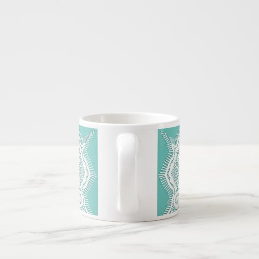 Kant doily kijken blauwgroen wit  ouderwets espresso kop (Achterkant)