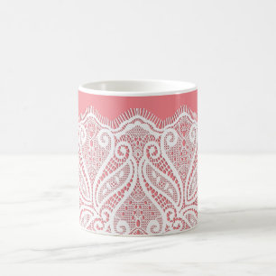 Kant doily look roze wit ouderwets koffiemok