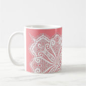 Kant doily look roze wit  ouderwets koffiemok (Links)
