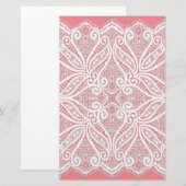 Kant doily roze wit ouderwets briefpapier (Voorkant / Achterkant)