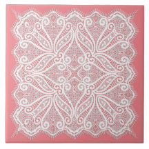 Kant doily roze wit ouderwets