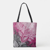 Kant Effect Bloemblad Fuschia, zwart en wit Tote Bag (Achterkant)
