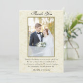 Kant Elegant Foto Bruiloft Bedankkaart (Staand voorkant)