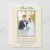 Kant Elegant Foto Bruiloft Bedankkaart (Voorkant)