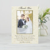 Kant Elegant Foto Bruiloft Bedankkaart (Staand voorkant)