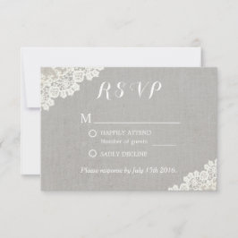  kant Elegant linnen rustieke bruiloft RSVP Kaartje