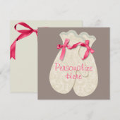 Kant elegante winter mitten lint kant roze crème (Voorkant / Achterkant)