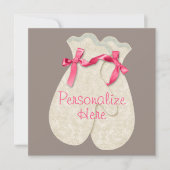 Kant elegante winter mitten lint kant roze crème (Voorkant)