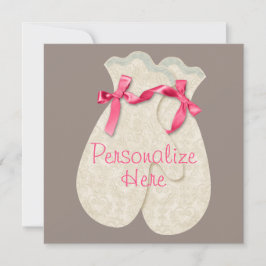 Kant elegante winter mitten lint kant roze crème