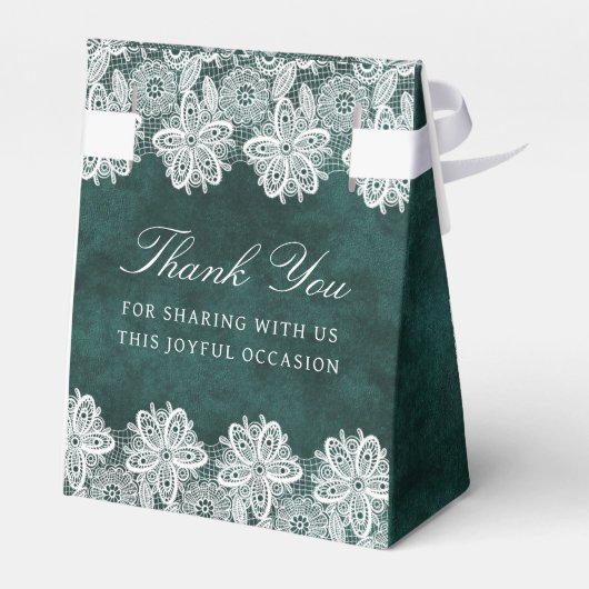 Kant Emerald Green Velvet Religieuze Trouwtent Bedankdoosjes (Achterkant)