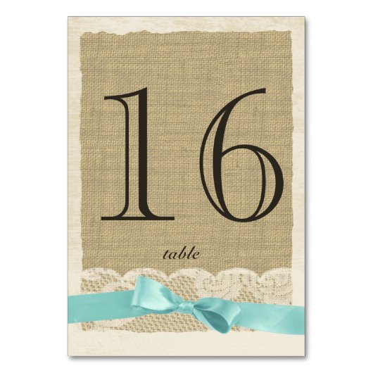  Kant en Aqua Bow Tafelnummer Kaart (Voorkant)