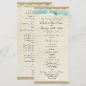 kant en Aqua Bow Wedding Programma Programmakaart (Voorkant / Achterkant)