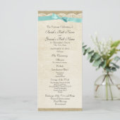 kant en Aqua Bow Wedding Programma Programmakaart (Staand voorkant)