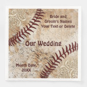 Kant en  Baseball Thema Wedding Napkins Servetten (Voorkant)