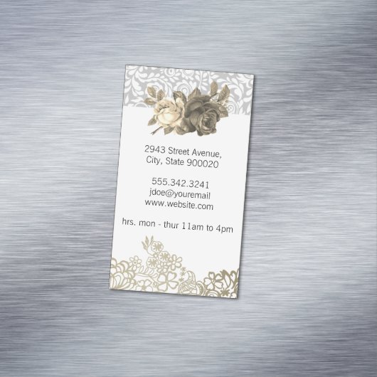 Kant en Bloemen Haar Stylist Magnetisch Visitekaartje (Voorbeeld)