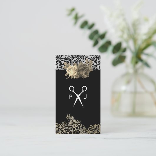 Kant en Bloemen Haar Stylist Visitekaartje (Staand voorkant)