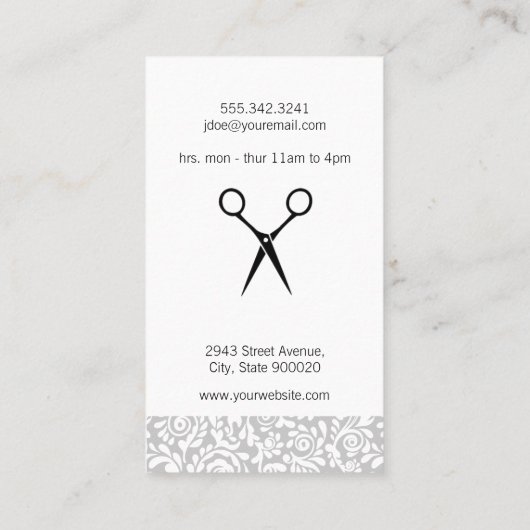 Kant en Bloemen Haar Stylist Visitekaartje (Achterkant)
