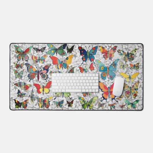 kant en bloemen patchwork vlinders bureaumat (Keyboard & Muis)
