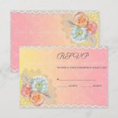 kant en bloemen RSVP kaartje (Voorkant / Achterkant)