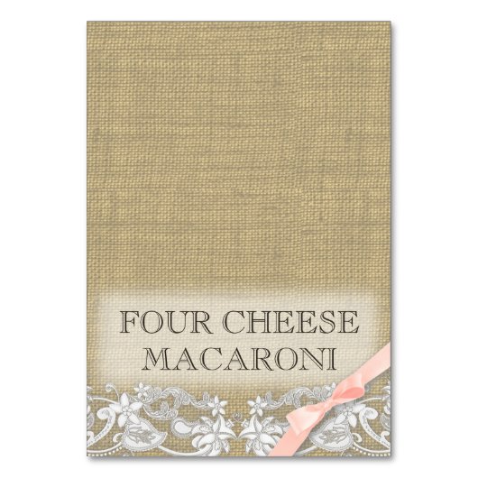  kant en blush boog voedsel tent kaart (Voorkant)