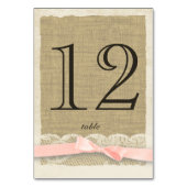  Kant en Blush Bow Tafelnummer Kaart (Achterkant)
