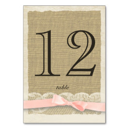  Kant en Blush Bow Tafelnummer Kaart