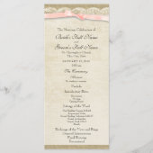 Kant en Blush Bow Trouwprogramma Programmakaart (Voorkant)