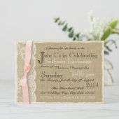  kant en Blush Bow Vrijgezellenfeest Kaart (Staand voorkant)