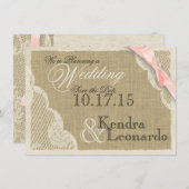 Kant en Blush Pink Bow Sla de datum op Save The Date (Voorkant / Achterkant)