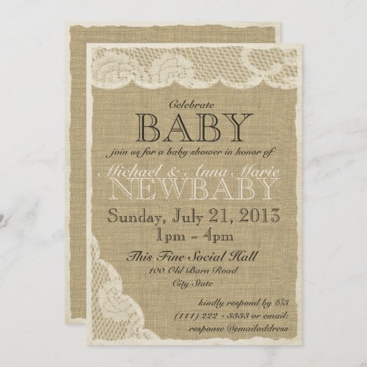 Kant en Boog Baby shower Kaart (Voorkant / Achterkant)