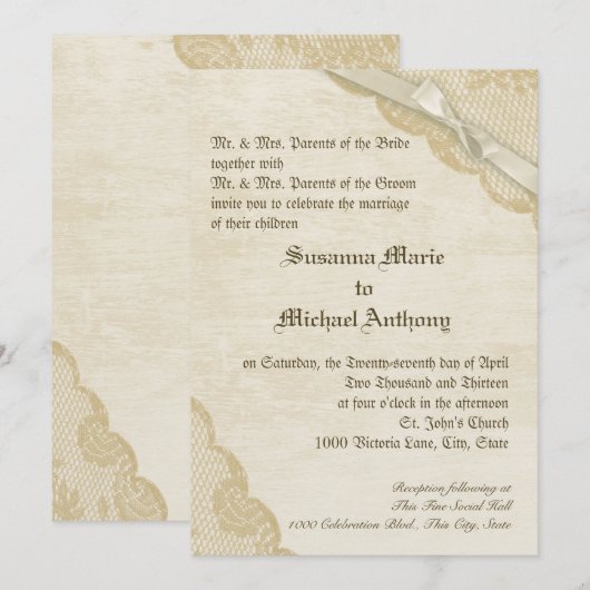 Kant en boog bruiloft Kaart (Voorkant / Achterkant)