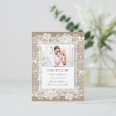 Kant en Burlap  Foto Sla de datum op Aankondigingskaart (Staand voorkant)