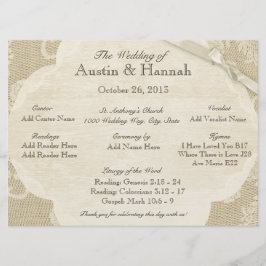  Kant en Burlap Huwelijksprogramma Kaart