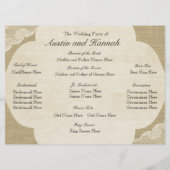 Kant en Burlap Huwelijksprogramma Kaart (Achterkant)