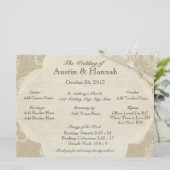Kant en Burlap Huwelijksprogramma Kaart (Staand voorkant)