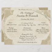 Kant en Burlap Huwelijksprogramma Kaart (Voorkant / Achterkant)