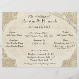 Kant en Burlap Huwelijksprogramma Kaart