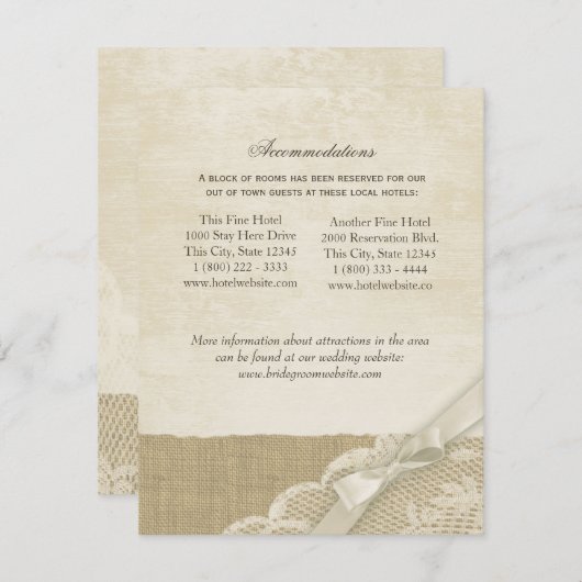 Kant en Burlap Informatie Kaart (Voorkant / Achterkant)