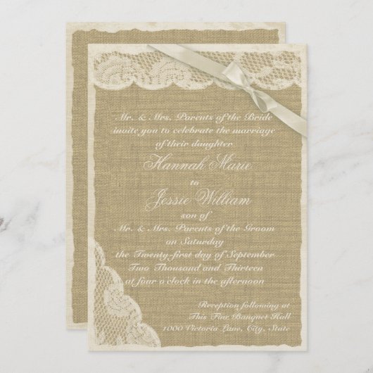  Kant en Burlap Kaart (Voorkant / Achterkant)