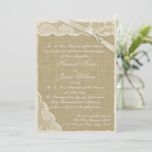 Kant en Burlap Kaart (Staand voorkant)