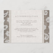 Kant en burlap land bruiloft accommodatie informatiekaartje (Voorkant)