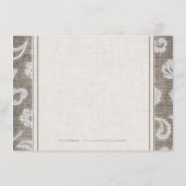 Kant en burlap land bruiloft accommodatie informatiekaartje (Achterkant)