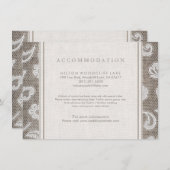 Kant en burlap land bruiloft accommodatie informatiekaartje (Voorkant / Achterkant)