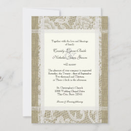 Kant en Burlap Land Romance 7x5 Bruiloft Kaart