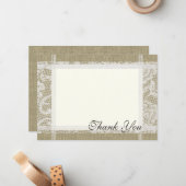 Kant en Burlap Land Romance 7x5 Notitiekaartje (Voorkant / Achterkant in situ)