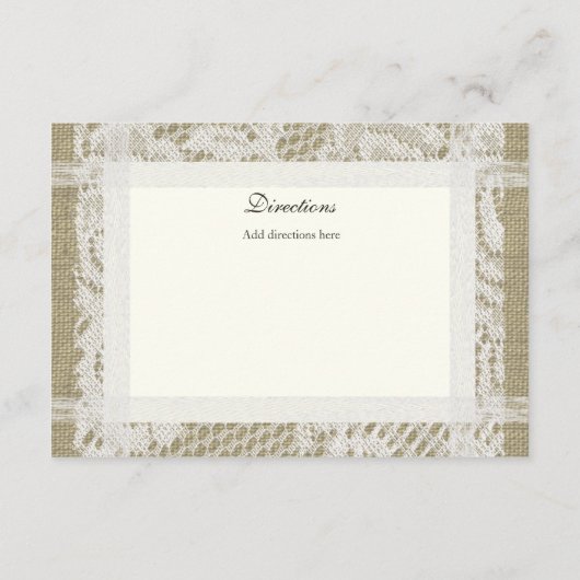 Kant en Burlap Look Routebeschrijving Invoegen Informatiekaartje (Achterkant)